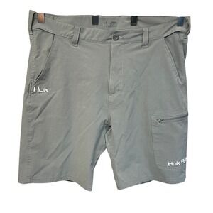 Huk Grey Performance Fishing Shorts Men XXXL H2000011 Stretch Cargo